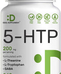 Deal Supplement 5-HTP 200mg Per Serving 240 Capsules 98% African Derived Griffonia Seed Extract | 4 in 1 Formula | Plus Active L Theanine L Tryptophan & GABA | Relaxation Support Supplement