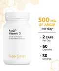 Supersmart Asc2P 500 mg Per Day Magnesium Ascorbyl Phosphate AntiAging Antioxidant Supplement Powerful Form of Vitamin C NonGMO Gluten Free 60 Vegetarian Capsules