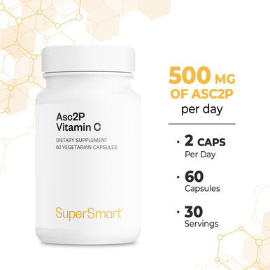 Supersmart Asc2P 500 mg Per Day Magnesium Ascorbyl Phosphate AntiAging Antioxidant Supplement Powerful Form of Vitamin C NonGMO Gluten Free 60 Vegetarian Capsules