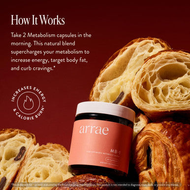 Arrae MB-1 Natural Dietary Supplement Control Appetite Increase Energy Support Healthy Metabolism 60 Capsules
