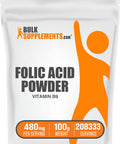 BulkSupplements Folic Powder - Vitamin B9 - Folic Supplement - Folic Prenatal Vitamins - Folate Supplement for Women - Folic 800 mcg (100 Grams - 3.5 oz)