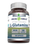 Amazing Formulas L-Glutamine Supplement | 800 Mg |180 Capsules | Non-Gmo | Gluten Free | Made In Usa