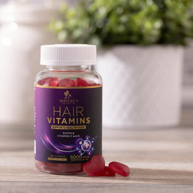 Hair Growth Supplement Gummy For Stronger, Radiant Hair, Skin & Nails - Hair Vitamins With Biotin 5000 Mcg And Vitamin E & C, Nature'S Extra Strength Hair Vitamins For Women & Men - 60 Gummies