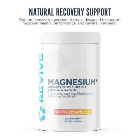Revive Md Magnesium Powder Supplement - Magnesium Carbonate & Taurate Powder Drink Supports Healthy Bones Muscles & Nerves - Vegan-Friendly Gluten-Free & Soy-Free (Raspberry Lemonade 30 Servings)