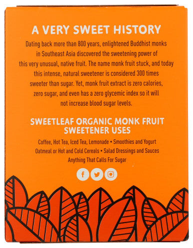 Sweetleaf Monk Fruit Organic Sweetener Granules 80 Packets
