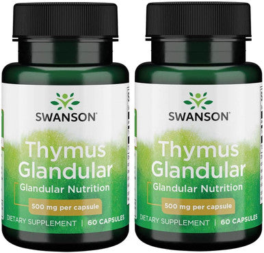 Swanson Raw Thymus Glandular 500 Milligrams 60 Capsules (2 Pack)