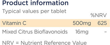 Healthspan Vitamin C 500mg (160 Chewable Tablets) | Supports Immune & Nervous Systems | Boosts Energy Levels & Psychological Function | Added Natural Citrus Bioflavonoids | Free of Aspartame | Vegan