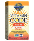 Garden of Life Vitamin D, Vitamin Code Raw D3, Vitamin D 5,000 IU, Raw Whole Food Vitamin D Supplements with Chlorella, Fruit, Veggies & Probiotics for Bone & Immune Health, 60 Vegetarian Capsules
