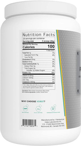 VORST Whey Protein Powder 728g | 28 Servings Vanilla Flavored | AAA Grade Concentrate | 1 Jar