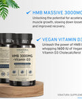 Vinatura Hmb 3000Mg And Vitamin D3 Supplement Capsules Per Serving *Usa Made & Tested* Promotes Muscle Growth & Recovery - Hmb