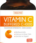 Buffered Vitamin C 1000mg Tablets NonGMO Immune Support Supplement with VIT C Citrus Bioflavonoids Calcium Ascorbate and Rose Hips Immune System Booster 100 Tablets No Pills or Gummies