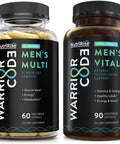 Warrior Code Mens Vitality Mens Multi Testosterone Multivitamin Bundle with Vitamin BComplex D3 C E Zinc Herbs with Ashwagandha for Complete Mens Health Support