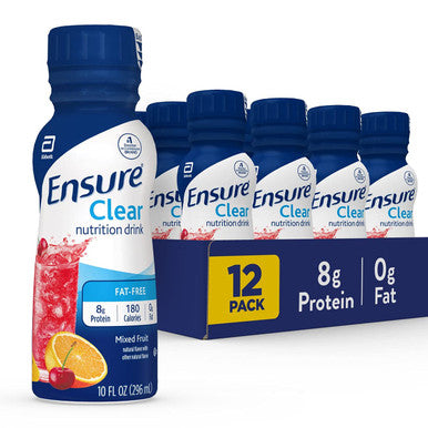 Ensure Clear Nutrition Liquid Drink 0G Fat 8G Of Protein & Plus Nutrition Shake With 16 Grams Of Protein Meal Replacement Shakes Strawberry 8 Fl Oz (Pack Of 24)