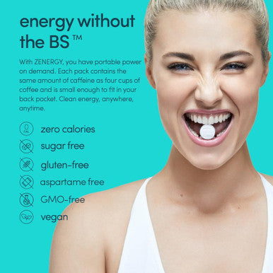 Zenergy Energy Gum Mint Flavor 50Mg Caffeine + 35% B6 And 45% B12 Vitamin Vegan, 0 Sugar, 0 Calories 0 Gluten 0 Aspartame Non Gmo Instant Action 3 Pack 24 Count