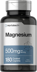 Magnesium 500mg | 180 Caplets | As Magnesium Oxide | Vegetarian, Non-GMO, and Gluten Free Supplement | by Horbaach