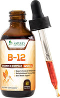 Nature'S Nutrition Vitamin B 12 Complex Drops 1200 mcg Fast Absorption Liquid B12 Support for Energy Nerves & Immune Health Methyl B Methylcobalamin Supplement Vit B Complex Vitamins for Women & Men Vegan - 2 Fl Oz