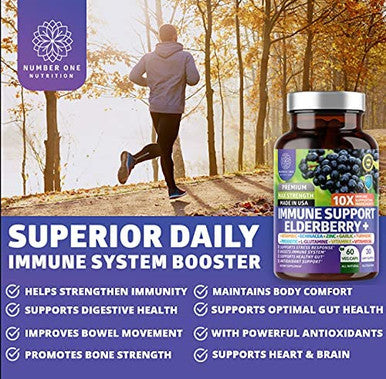 N1N Premium 10 in 1 Immune Support Booster 10 Potent Ingredients and Organic Superfood Greens 28 Powerful Ingredients All Natural to Support Gut Health and Overall Wellness 2 Pack Bundle