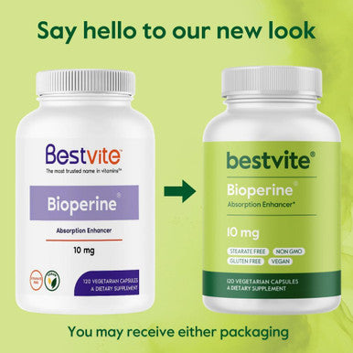 Bestvite Bioperine 10mg (120 Vegetarian Capsules) - No Stearates - Vegan - Non GMO - Gluten - Absorption Enhancer