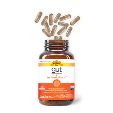Country Life Gut Connection Immune Balance - Probiotic-Free - Promotes Improved Gut Microbiome Health & Gut-Brain Balance - Supports Strong Healthy Immune System - Gluten-Free Vegan - 60 Vegan Caps