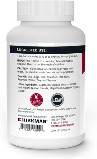 Kirkman - Children S Multivitamin & Mineral Capsules - 120 Capsules - Potent Broad Spectrum Vitamin/Mineral Supplement - With Coenzyme Q-10 - No Artificial Colors Or Flavors