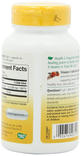 Natures Way Vitamin C 1000-Rosehips, 100 ct