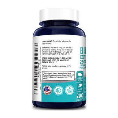 Bilberry Extract 2500mg 200 Vegetarian caps (Non-GMO & )