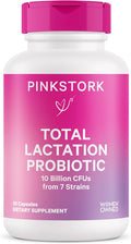 Pink Stork Lactation Probiotic - 10 Billion CFUs Multi Strain Postnatal Probiotics for Breastfeeding Women - Support Breast Milk & Gut Health Postpartum Essentials 30 Capsules