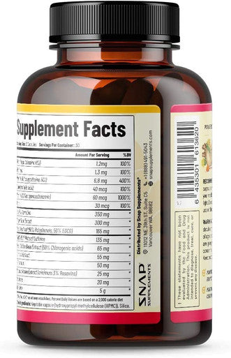 Metabolism and Natural Energy Supplements for Fatigue Stress Relief Energy Booster Better Mood Energy Pills for Women Men Ginger Turmeric Rhodiola Rosea More Herbs Vitamins 60 Capsules