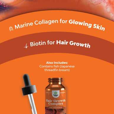 Natures Craft Collagen Biotin Drops for Hair Growth - Liquid Collagen for Women and Men with Biotin - High Bioavailability Liquid Biotin for Hair Growth with Marine Collagen for Fast Thick Hair Regrowth