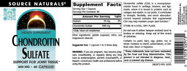 Source Naturals, Chondroitin Sulfate 600mg 60 Count