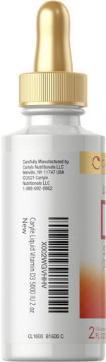 Carlyle Liquid Vitamin D3 | 5000 Iu (125 Mcg) | 2 Oz | Vegetarian, Non-Gmo, And Gluten Free Supplement | Vitamin D Liquid Drops