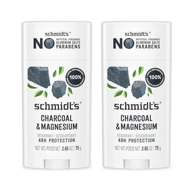 Schmidt'S Aluminum- Vegan Deodorant Charcoal & Magnesium With 48 Hour Odor Protection 2 Count For Women And Men Natural Ingredients Cruelty- 2.65 Oz Pack Of 2