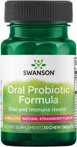 Swanson Oral Probiotic Formula - Oral and Immune System Health - Natural Strawberry Flavor 30 Chwbls