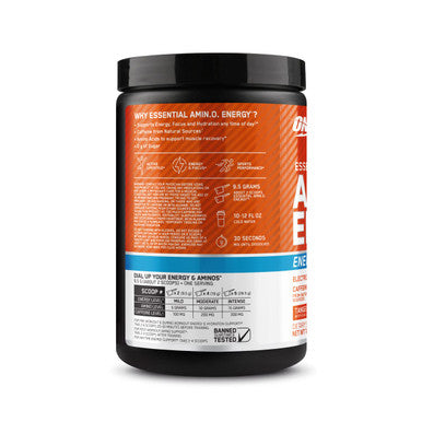 Optimum Nutrition Amino Energy Powder Plus Hydration With Bcaa Electrolytes And Caffeine Tangerine Wave 30 Servings (Packaging May Vary)