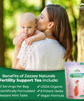 Zazzee Usda Organic Fertility Support Tea, 60 Servings, Balanced Blend Of 8 Potent Herbs, Pleasant Mint Taste, 3 Ounces, All-Natu