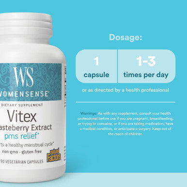 WomenSense by Natural Factors Vitex Chasteberry Extract Helps Sooth Symptoms of PMS and Menopause 90 capsules (90 servings)