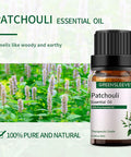 GREENSLEEVES Patchouli Essential Oil 10ml, 100% Pure Organic Patchouli Aromatherapy Diffuser Oils 10ml