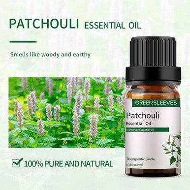 GREENSLEEVES Patchouli Essential Oil 10ml, 100% Pure Organic Patchouli Aromatherapy Diffuser Oils 10ml