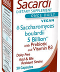 Sacardi, 5 Billion With Vitamin B3, Once Daily, 30Ct, Saccharomyces Boulardii, 5 Billion With Fos & Vitamin B3, Dairy Free, Acid & Bile Resistant Strains, Vegan