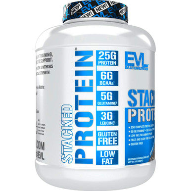 Evlution Nutrition Stacked Protein Protein Powder with 25 Grams of Protein, 6 Grams of BCAAs and 5 Grams of Glutamine (Double Rich Chocolate, 5 LB)