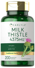 Carlyle Milk Thistle Supplement | 4375Mg | 200 Capsules | High Potency Extract | Vegetarian, Non-Gmo, Gluten Free