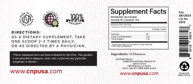 Pure D-Mannose Powder Supplement - Bulk D-Mannose 10oz (280g) 60 Servings for UTI, Bladder, & Urinary Tract Health