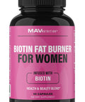 Biotin Fat Burners for Women Supports Weight Loss Appetite Suppressant Diet Pills with Apple Cider Vinegar Green Tea Extract Gluten Free NonGMO Vegetarian Friendly 60 Count