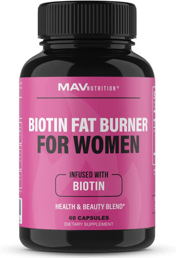 Biotin Fat Burners for Women Supports Weight Loss Appetite Suppressant Diet Pills with Apple Cider Vinegar Green Tea Extract Gluten Free NonGMO Vegetarian Friendly 60 Count