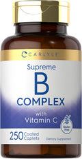 Carlyle Vitamin B Complex Plus Vitamin C | 250 Caplets | Vegetarian Non-GMO and Gluten Supplement