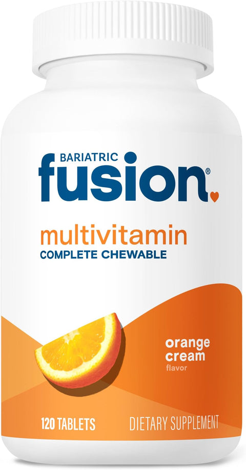 Bariatric Fusion Orange Cream Flavored Complete Chewable Bariatric Multivitamin with Iron for Bariatric Surgery Patients Including Gastric Bypass and Sleeve Gastrectomy 120 Tablets
