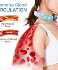 Ems Neck Acupoints Lymphvity Massager Device Electric Deep Tissue 3D Massage Usb Charge 12 Modes Neck Lymphatic Massager For Women Men (Blue)