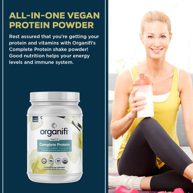Organifi Complete Protein Vanilla Flavor - Organic Vegan Plant Based Protein Powder With Digestive Enzymes - 30 Day Supply - No Soy, Dairy, Or Gluten
