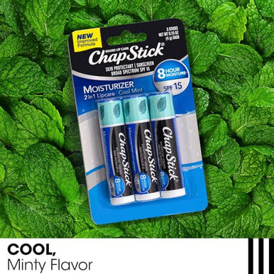 Chapstick Moisturizer 2-In-1 Lipcare 6-Pack (3 Original 3 Cool Mint) ÃƒÂ¢Ã¢â€šÂ¬Ã¢â‚¬Å“ 8-Hour Lip Balm With Broad Spectrum Spf Aloe & Vitamin E 0.15 Ea