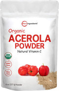 Pure Acerola Cherry Powder Organic Natural Organic Vitamin C for Immune System Booster 8 Ounce Best Superfoods for Beverage Smoothie and Drinks Vegan Friendly Brazil Origin